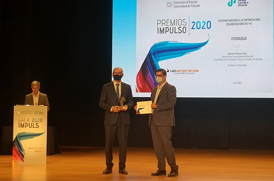 Ir a la noticia La Universidad de Alicante reconoce a Hidraqua como la empresa más colaboradora en I+D durante la Gala Impulso 2020